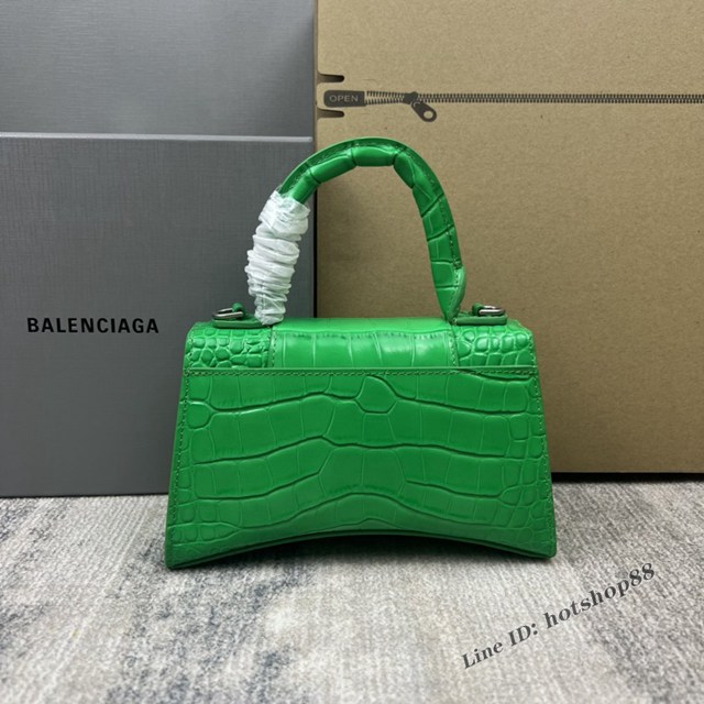 Balenciaga專櫃爆款電光綠鱷魚紋XS號Hourglass沙漏包 巴黎世家頂級原單手提肩背包 款號：8895 fyj1221